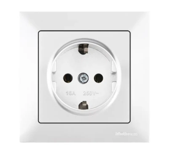 Контакт шуко единичен 16А бял Candela Mutlusan.png